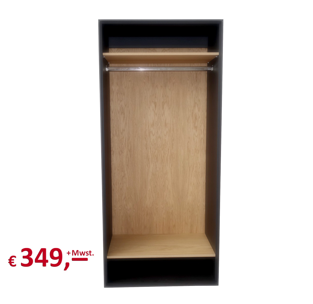 MB Garderobe - Echtholz Wildeiche Furnier - Kleiderstange - Schuhablage