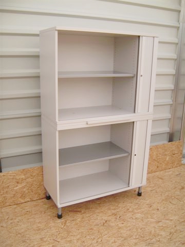 Querrollladenschrank - 4 OH, Griffleiste - weißgrau - Haworth