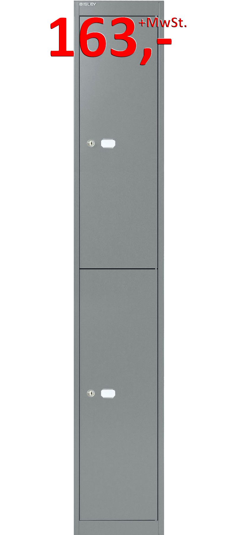 Bisley Office Garderobenschrank CLK182807, 2 Fächer, stahlsilber glatt lackiert