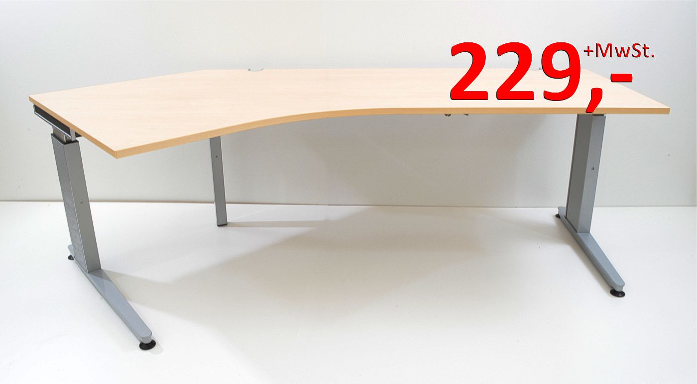 Freiform-Schreibtisch - 235 cm, höhenverstellbar - Ahorn - König + Neurath