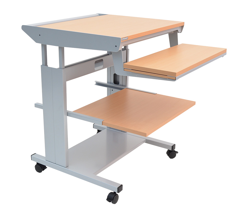 Vielhauer - PC-Tisch Junior N - fahrbar - 2 seitliche Plattenverbreiterungen - Dekor: Buche