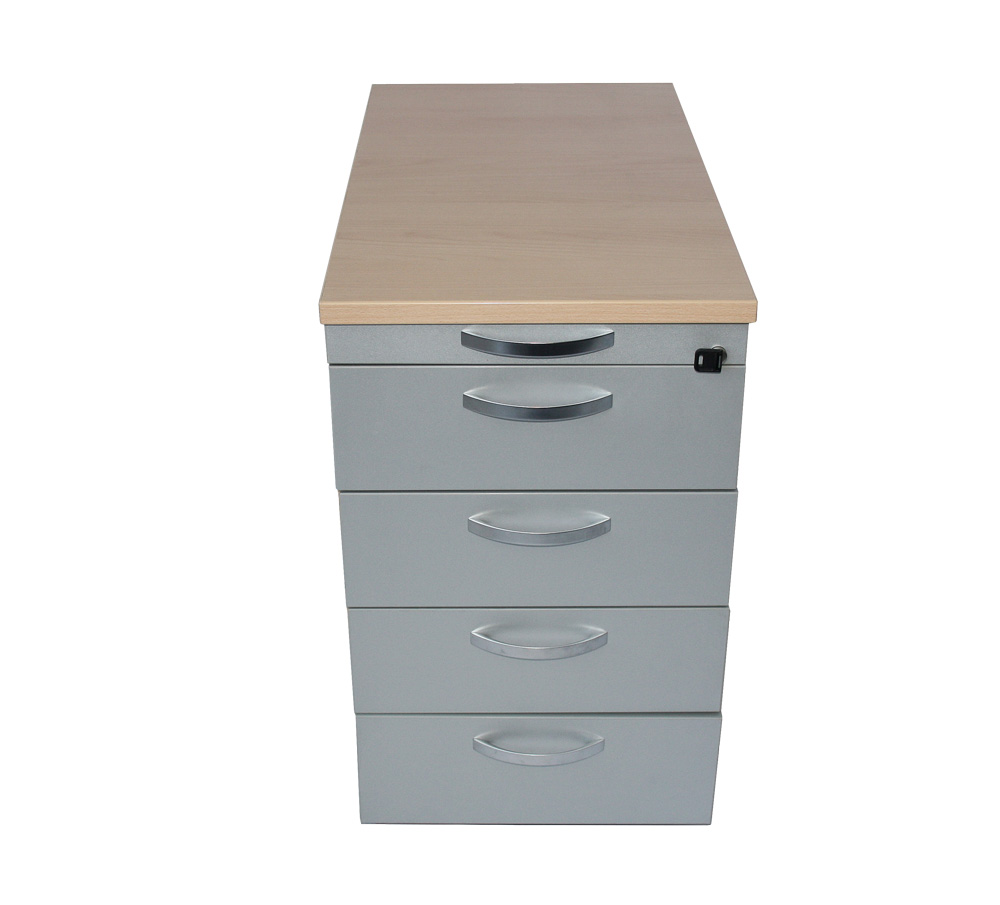 Vini - Standcontainer - Buche-Dekor - Front: Platinsilber - Griffe verchromt