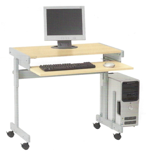PC-Tisch Maxi F - höhenverstellbar, Buche hell / anthrazitmetallic - Vielhauer