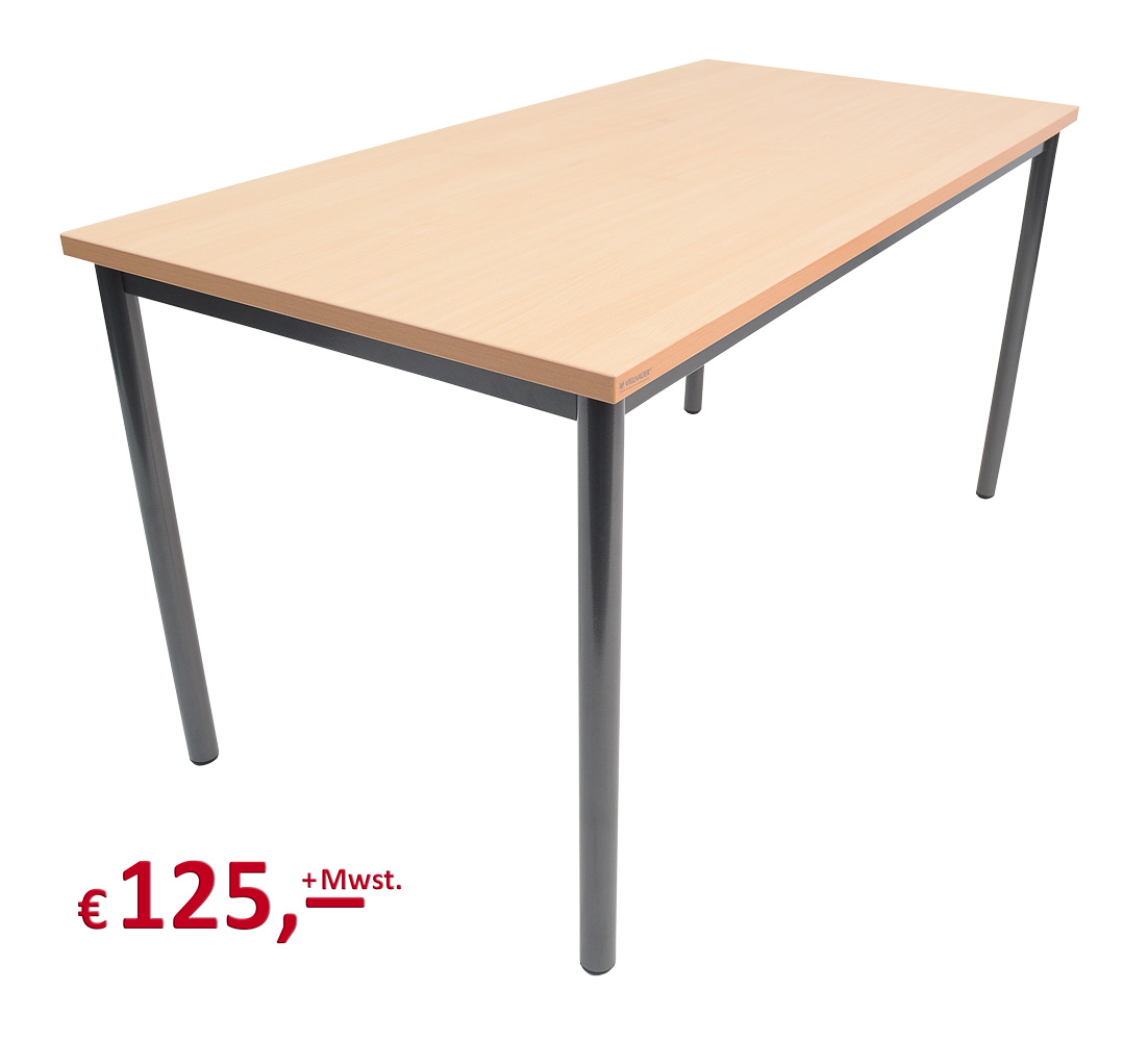 Vielhauer - Beistelltisch - 140 cm - Platte: Buche - Gestell: anthrazitmetallic - Rundrohr