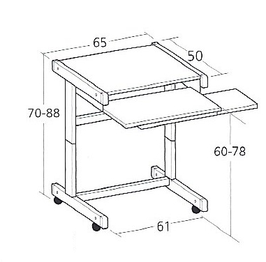 PC-Tisch Euro HF - höhenverstellbar, Ahorn / silbermetallic - Vielhauer