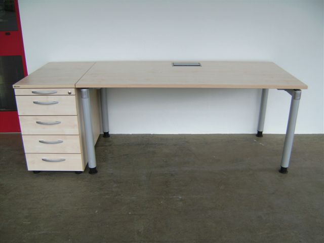 Schreibtisch - 160 cm - mit Standcontainer - Ahorn - Palmberg