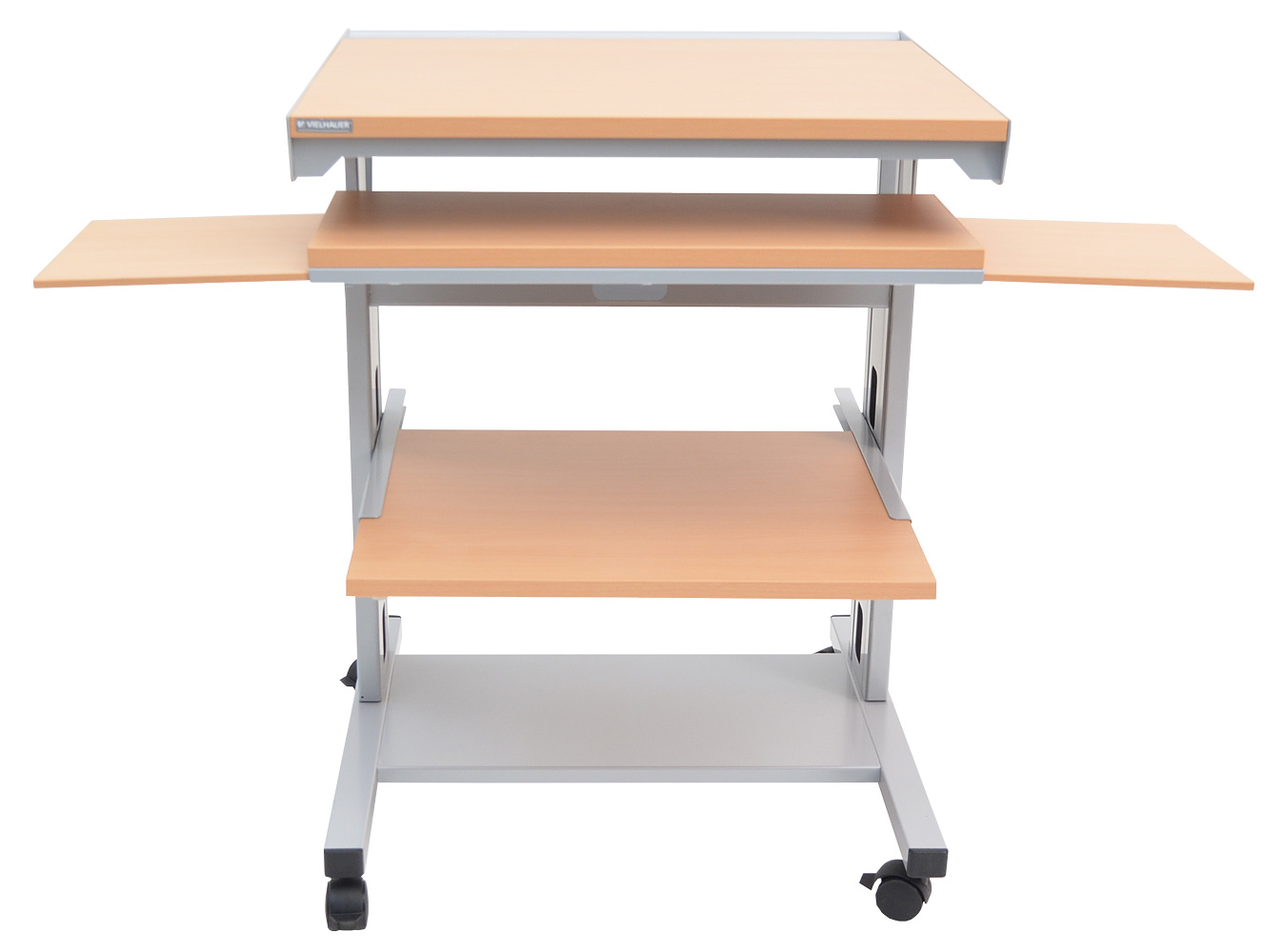Vielhauer - PC-Tisch Junior N - fahrbar - 2 seitliche Plattenverbreiterungen - Dekor: Buche