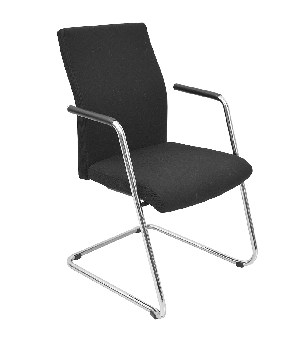 Züco - Besucherstuhl - Freischwinger - Stoff schwarz - Gestell chrom