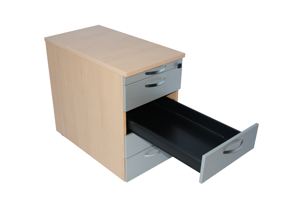 Vini - Standcontainer - Buche-Dekor - Front: Platinsilber - Griffe verchromt