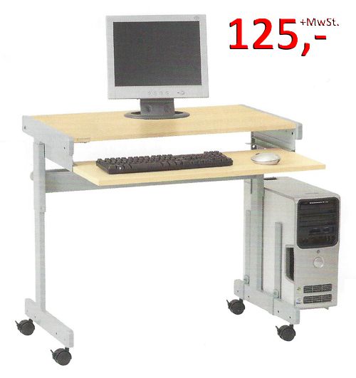 PC-Tisch Maxi F - höhenverstellbar, Ahorn / silbermetallic - Vielhauer