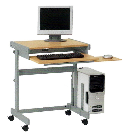 PC-Tisch Euro HF - höhenverstellbar, Ahorn / silbermetallic - Vielhauer