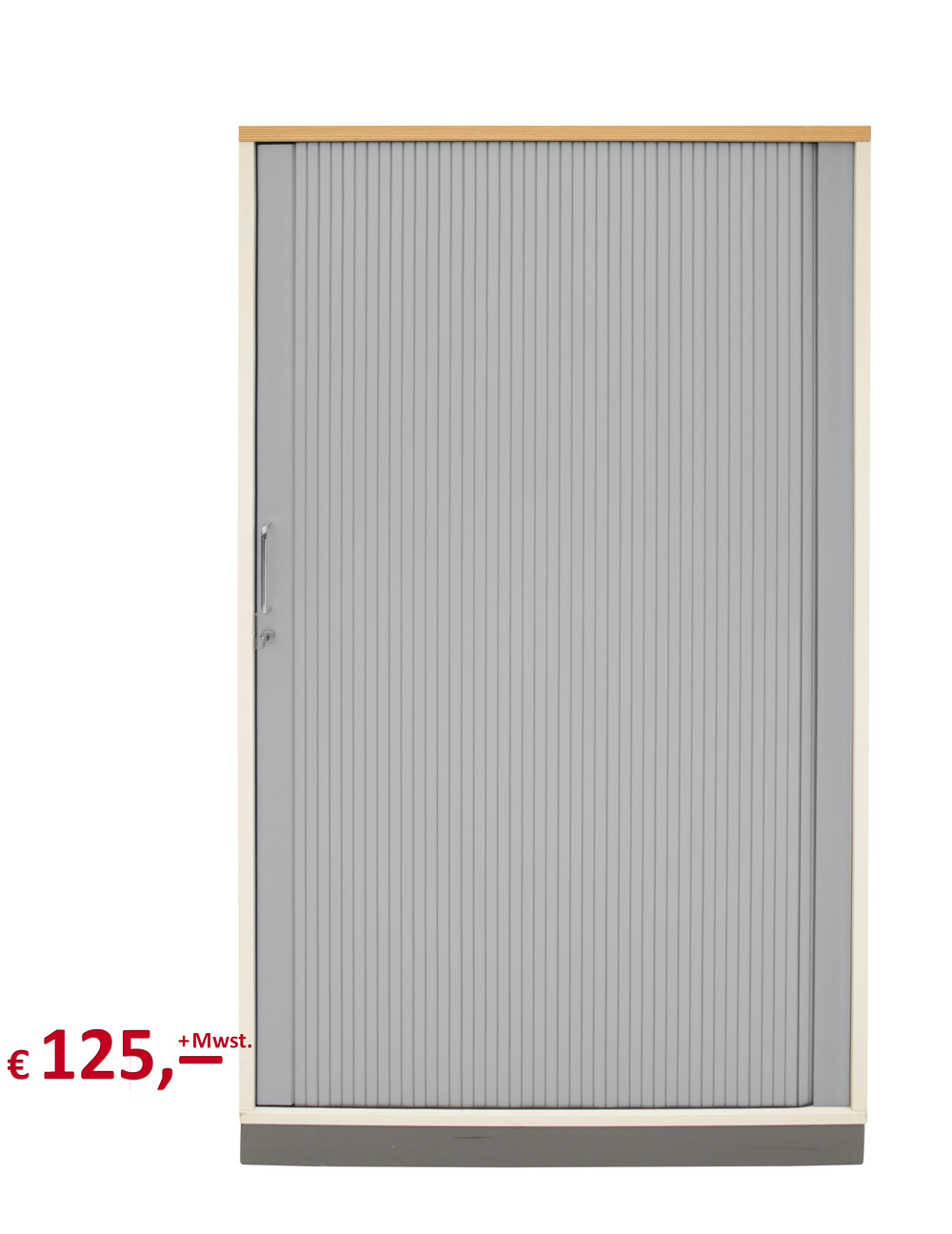 VS-Möbel - Aktenschrank 4-OH - weiß - alusilber - abschließbar - Rollladentür - fertig montiert