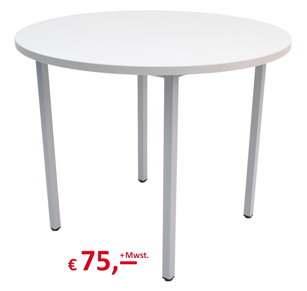 Vielhauer - Besprechungstisch - Beistelltisch - rund - Dekor: office-grau - Gestell: Vierkant silber