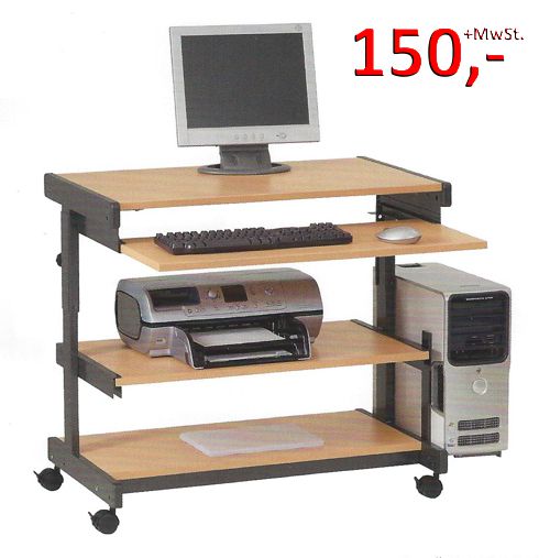 PC-Tisch Maxi N - höhenverstellbar, Ahorn / anthrazitmetallic - Vielhauer