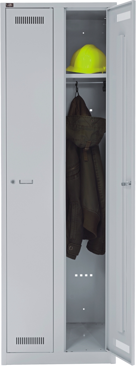 Bisley Light Garderobenschrank, 2 Abteile, lichtgrau