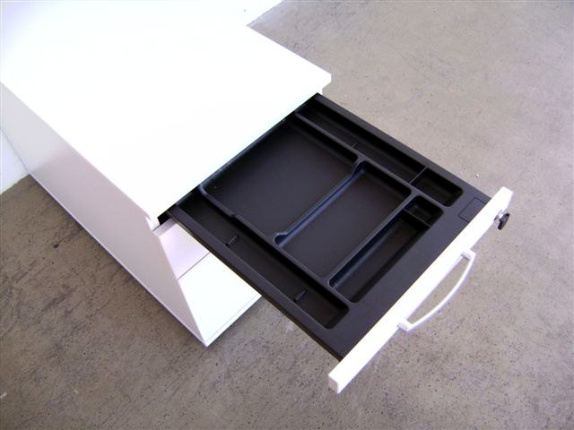 Rollcontainer - 1 Schublade, 1 HR-Schublade - weißgrau - dyes