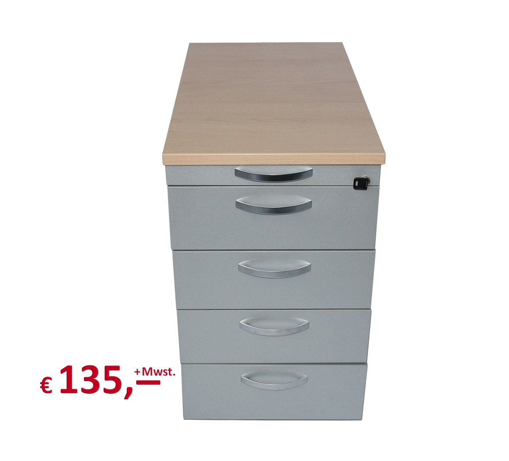 Vini - Standcontainer - Buche-Dekor - Front: Platinsilber - Griffe verchromt