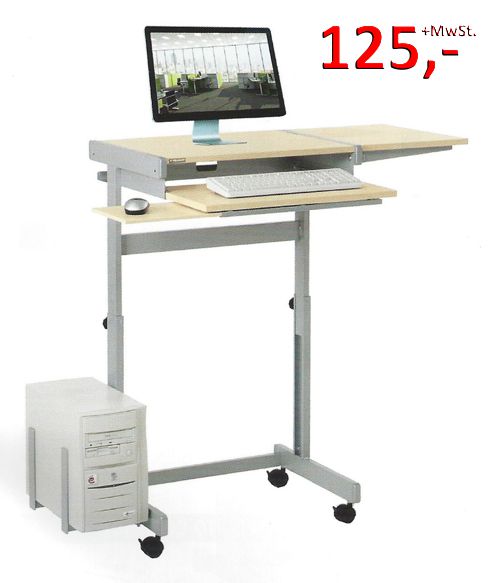 PC-Tisch Euro FS - höhenverstellbar, lichtgrau / anthrazitmetallic - Vielhauer