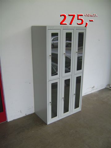 Spind / Schließfachschrank - 6 Abteile - lichtgrau - Ceha
