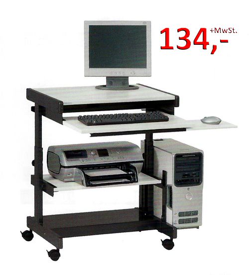 PC-Tisch Euro H - höhenverstellbar, Buche hell / anthrazitmetallic - Vielhauer