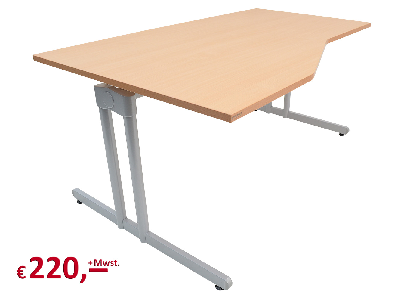 Vielhauer - System-Komfort Schreibtisch - Platte: Buche Dekor - Gestell: silbermetallic