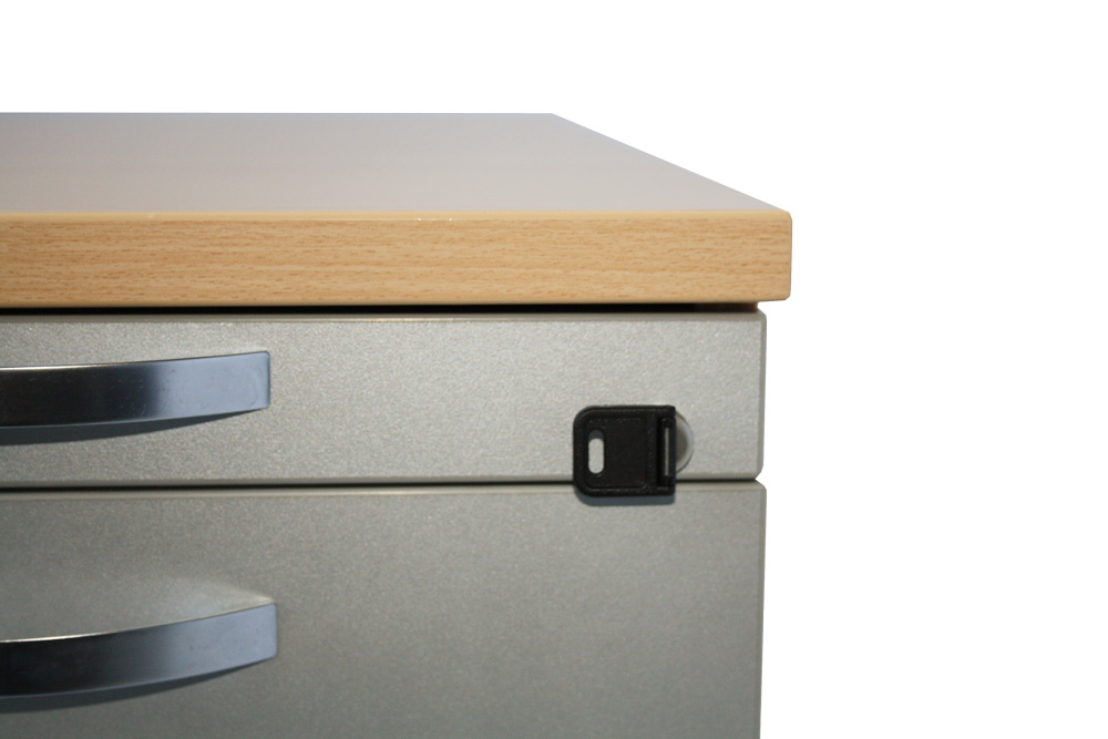 Vini - Standcontainer - Buche-Dekor - Front: Platinsilber - Griffe verchromt