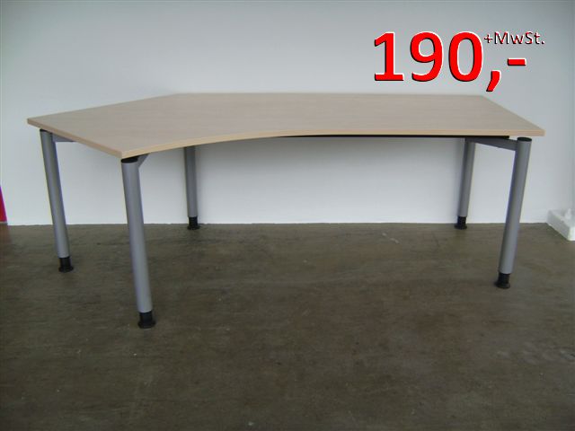 Freiform-Schreibtisch - 217 cm - links + rechts - Ahorn - Assmann