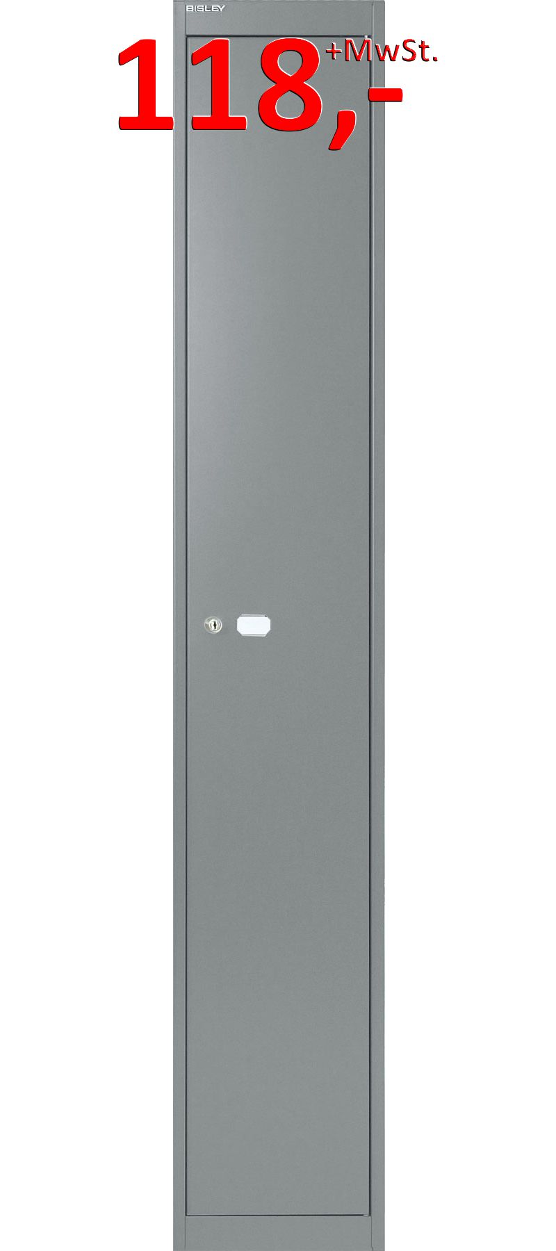 Bisley Office Garderobenschrank CLK181307, 1 Hutfachboden, stahlsilber glatt lackiert