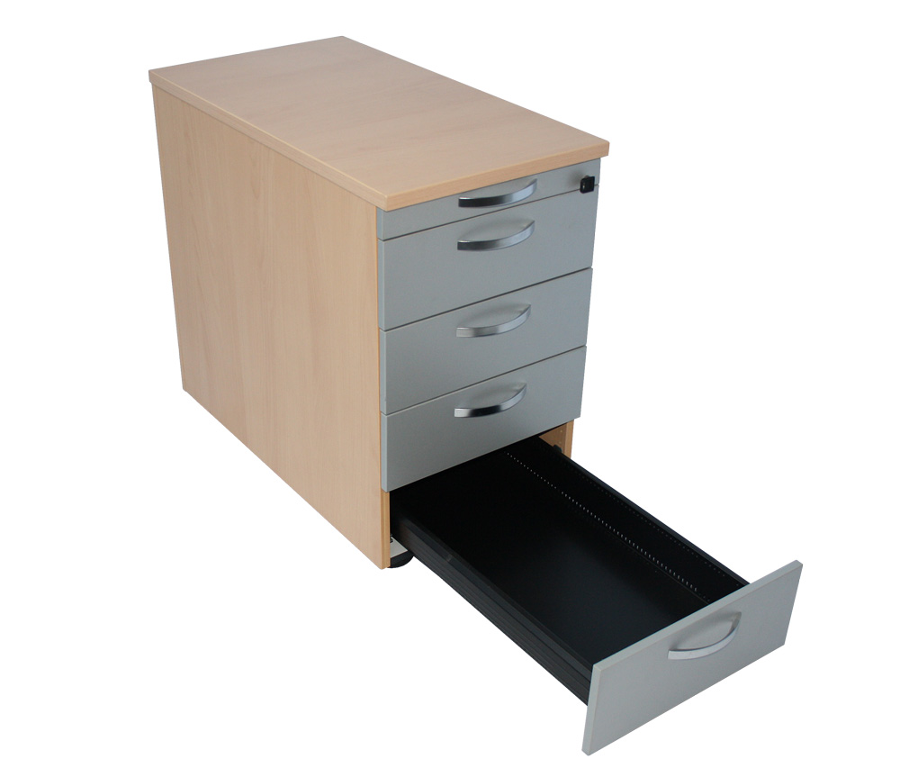 Vini - Standcontainer - Buche-Dekor - Front: Platinsilber - Griffe verchromt