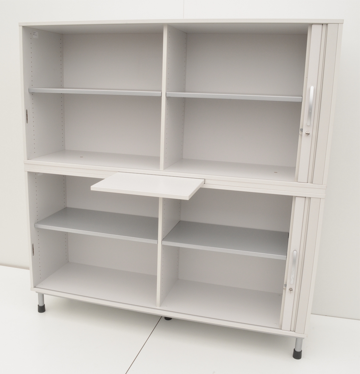 Querrollladenschrank - 4 OH, 160 cm - weißgrau - Haworth