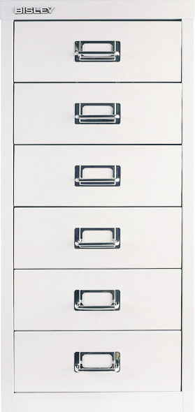 Bisley Schubladenschrank Multidrawers L296396, 6 Schubladen, DIN A4, verkehrsweiß glatt lackiert