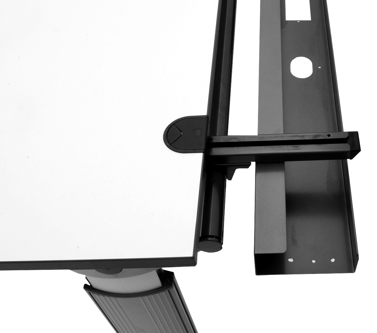 Schreibtisch - 200 cm - Cockpitform - weißgrau - Schärf