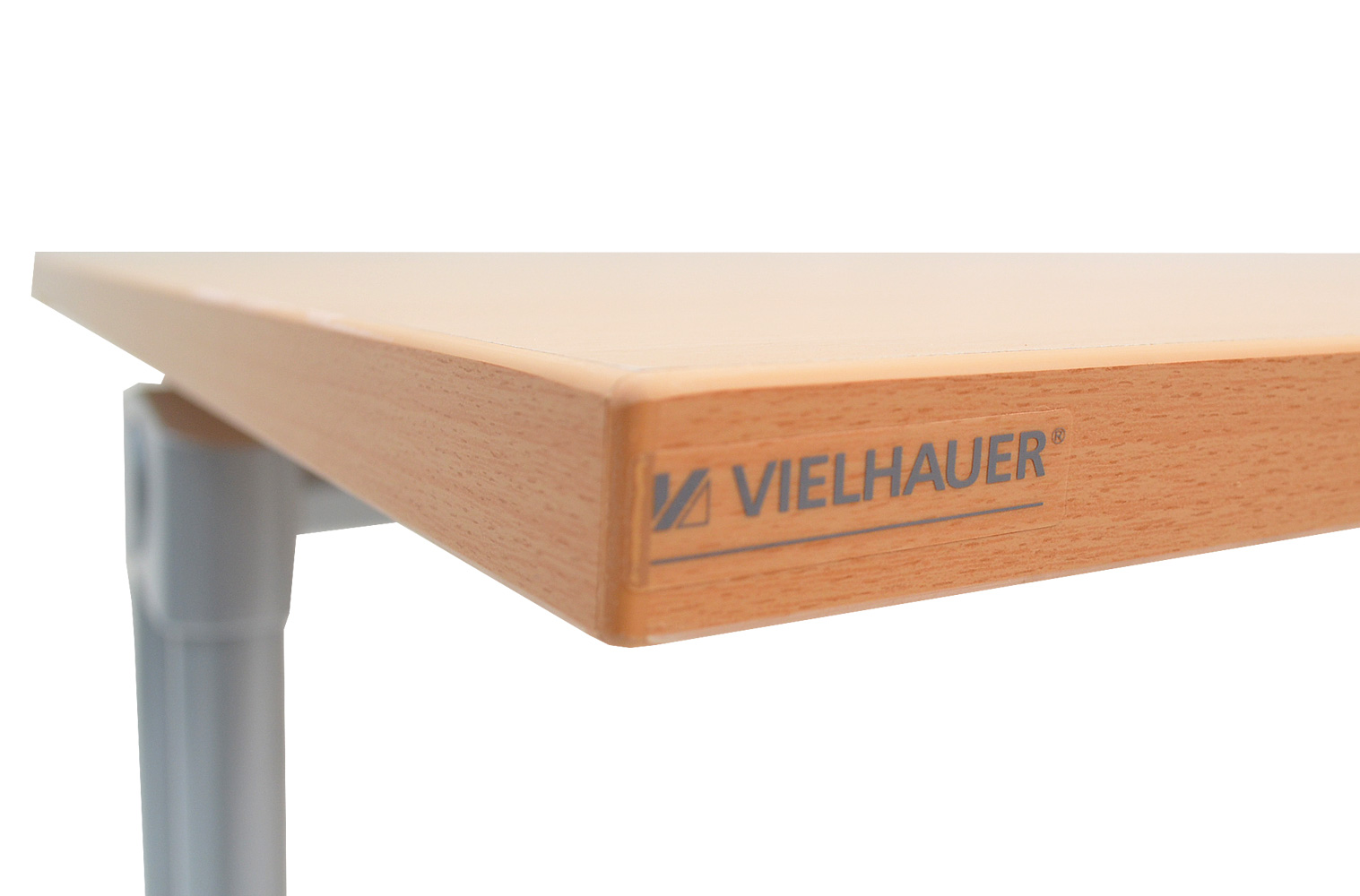 Vielhauer - System-Komfort Schreibtisch - Platte: Buche Dekor - Gestell: silbermetallic