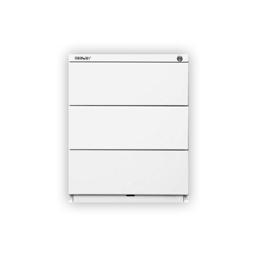 Bisley - Rollcontainer OBA59, 3 à Schubladen 150 mm, 25 mm Abdeckplatte - verkehrsweiß