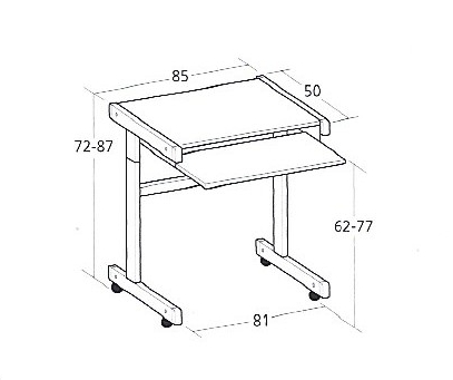 PC-Tisch Maxi F - höhenverstellbar, Buche hell / anthrazitmetallic - Vielhauer