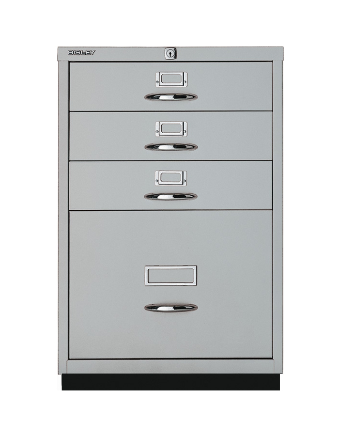 Bisley Schubladenschrank Serie F 050A355, 1 HR-Schublade, 3 Schubladen, silber glatt lackiert