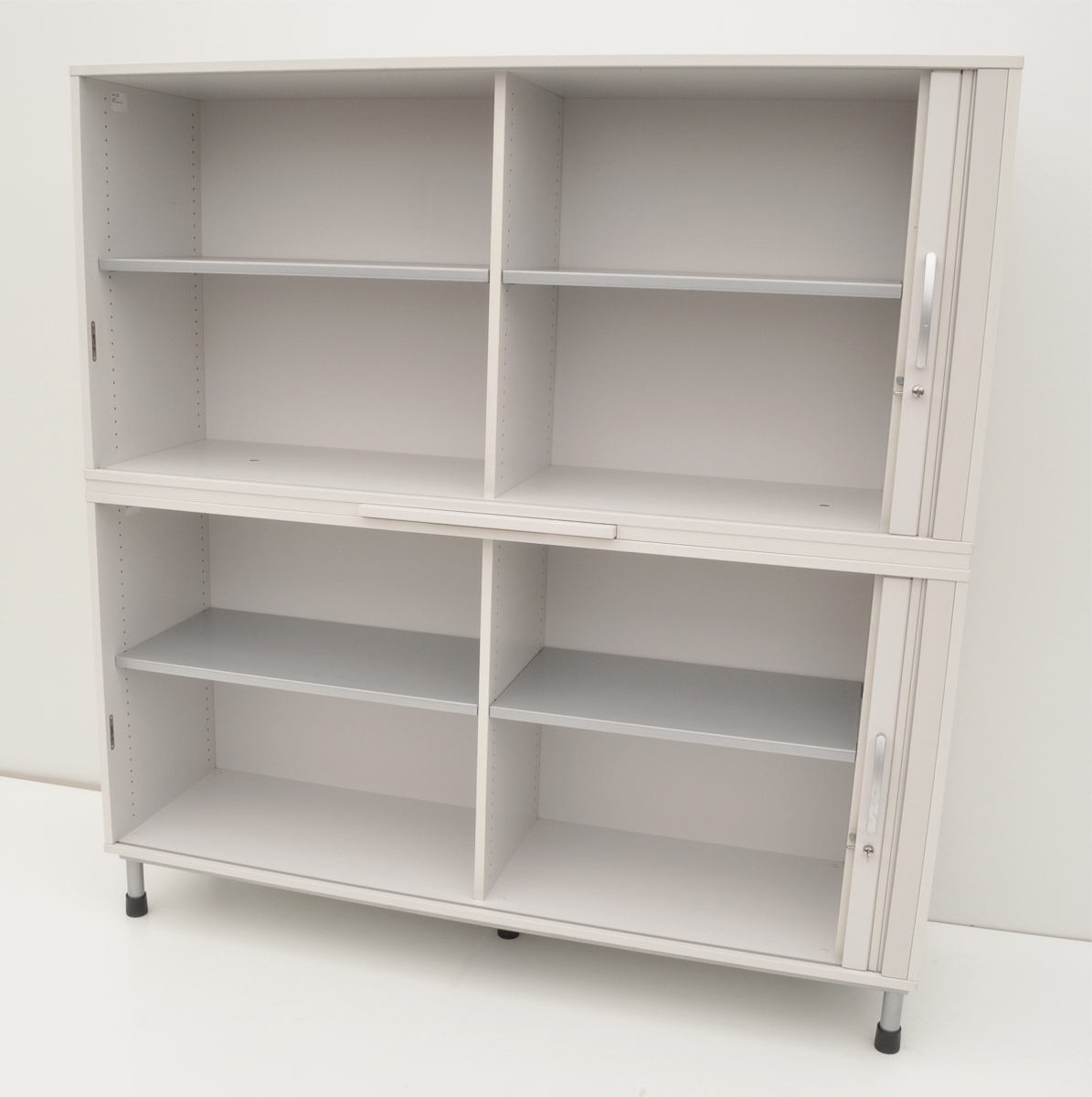 Querrollladenschrank - 4 OH, 160 cm - weißgrau - Haworth