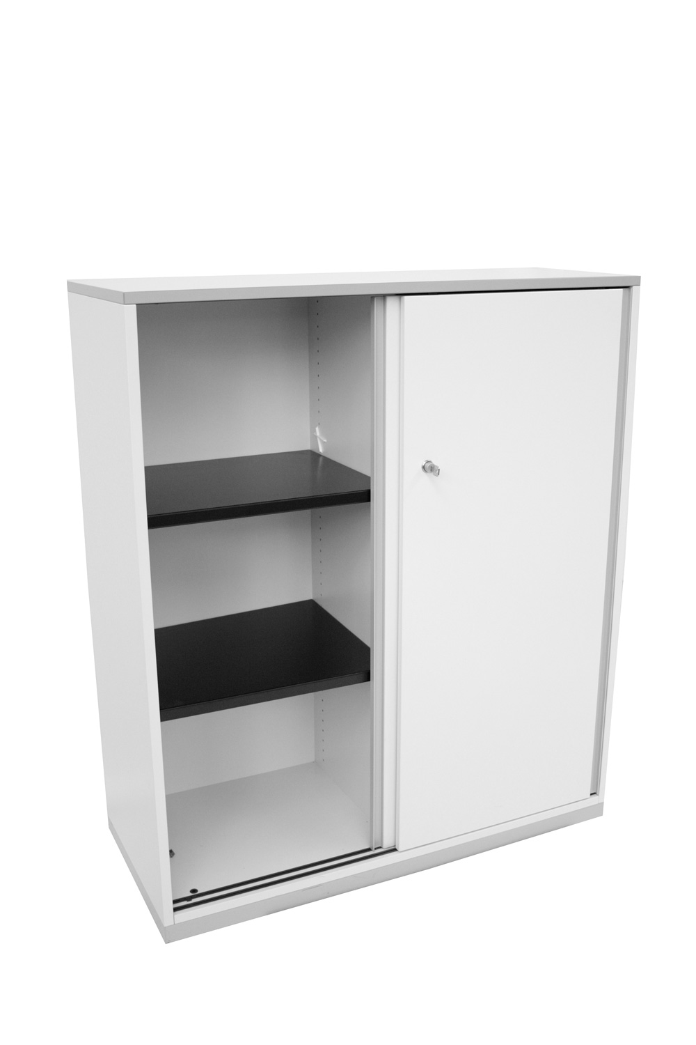 Schiebetürenschrank 3 OH, abschließbar, Metalleinlegeböden