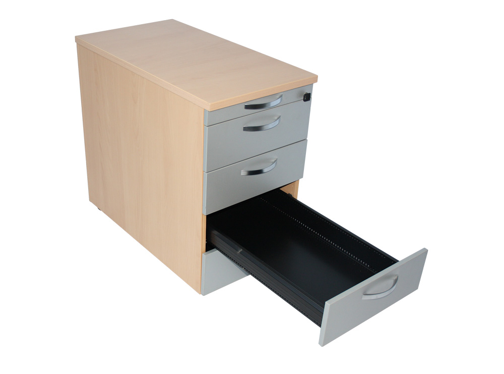 Vini - Standcontainer - Buche-Dekor - Front: Platinsilber - Griffe verchromt