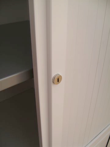 Querrollladenschrank - 4 OH, Griffleiste - weißgrau - Haworth