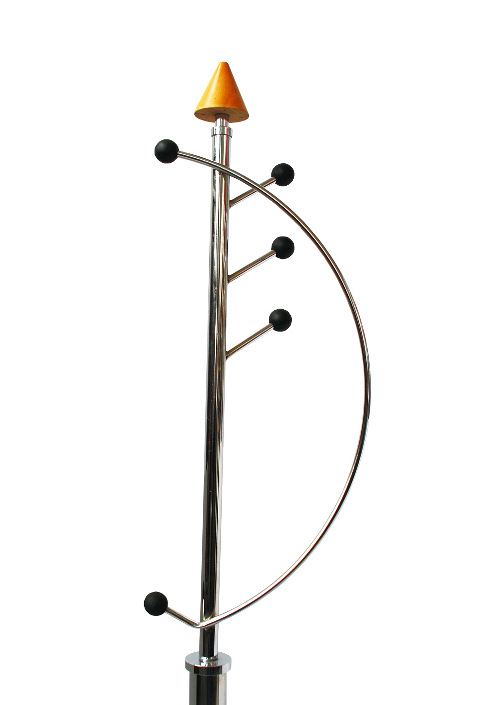 Design-Garderobe mit Schirmständer - Metall: chrom - Standfuß schwarz - Buche massiv