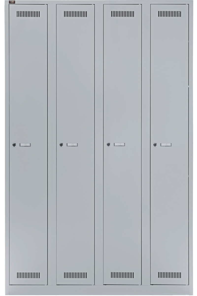 Bisley Light Garderobenschrank GL12Q1245, 4 Abteile, lichtgrau glatt lackiert
