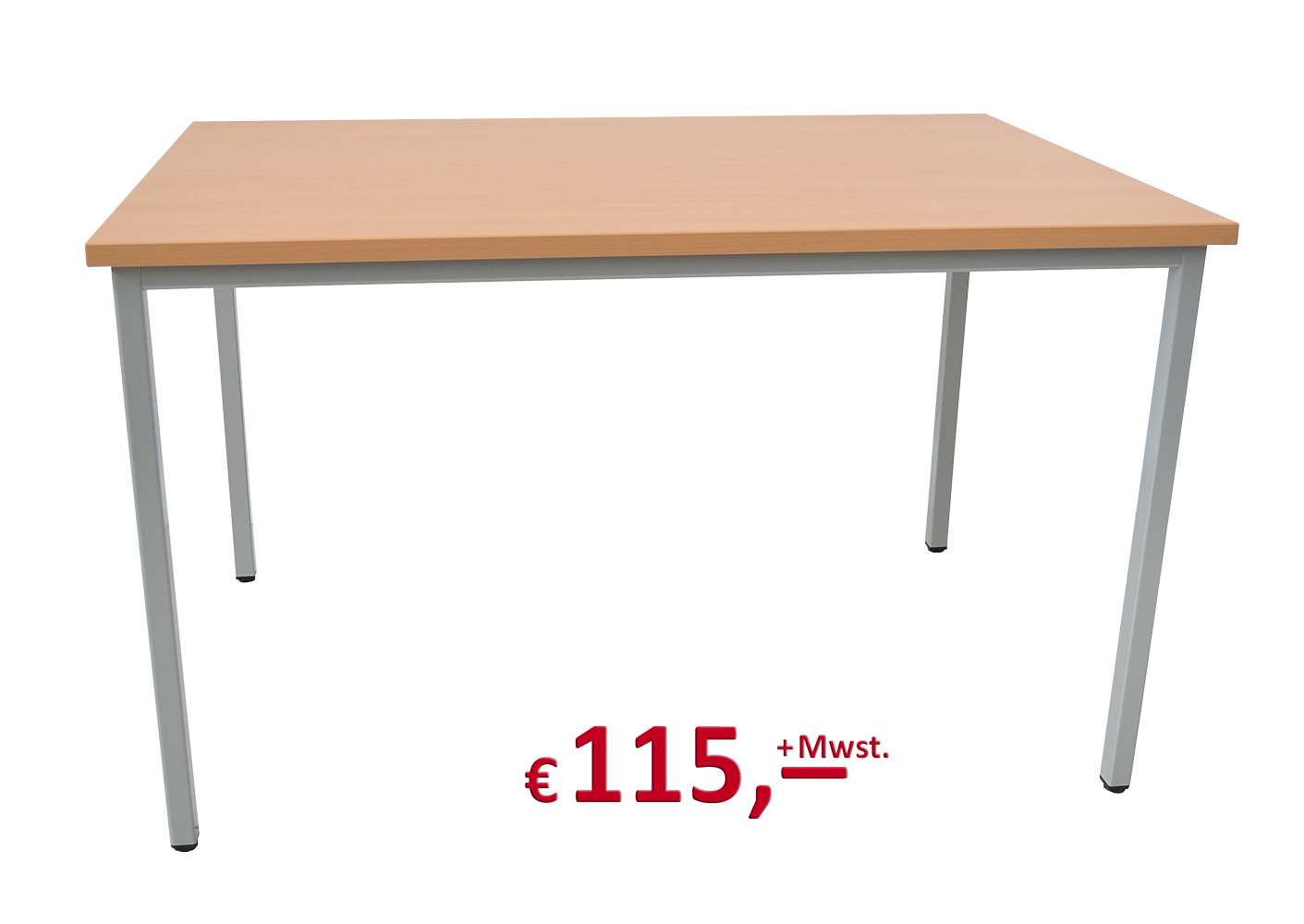 Vielhauer - Beistelltisch - Besprechungstisch - Platte: Buche - Gestell: Alusilber - 4-Kant Rohr