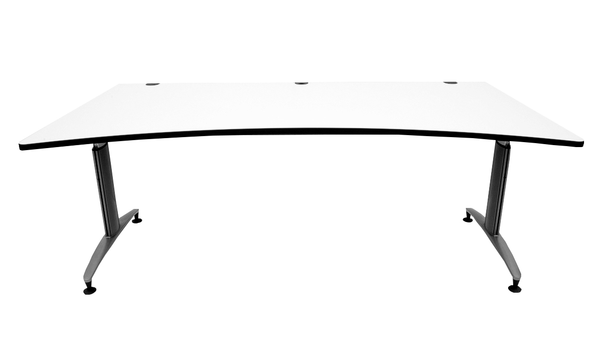 Schreibtisch - 200 cm - Cockpitform - weißgrau - Schärf