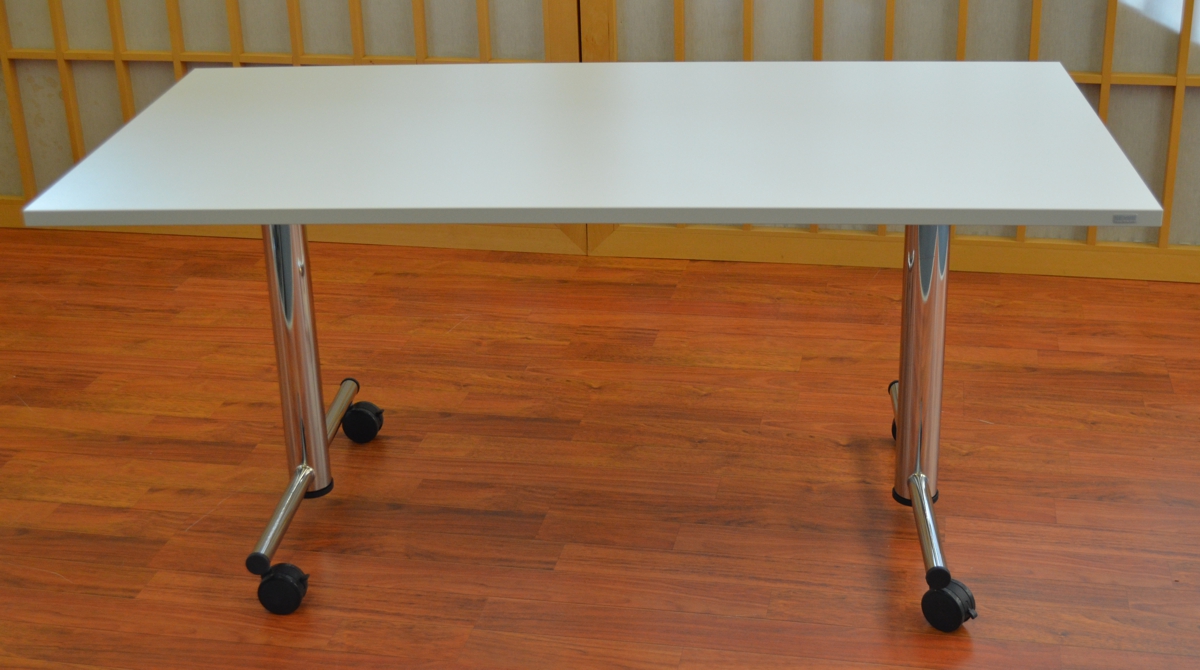 Fliptisch - 160 cm - lichtgrau / Chrom - Heyne