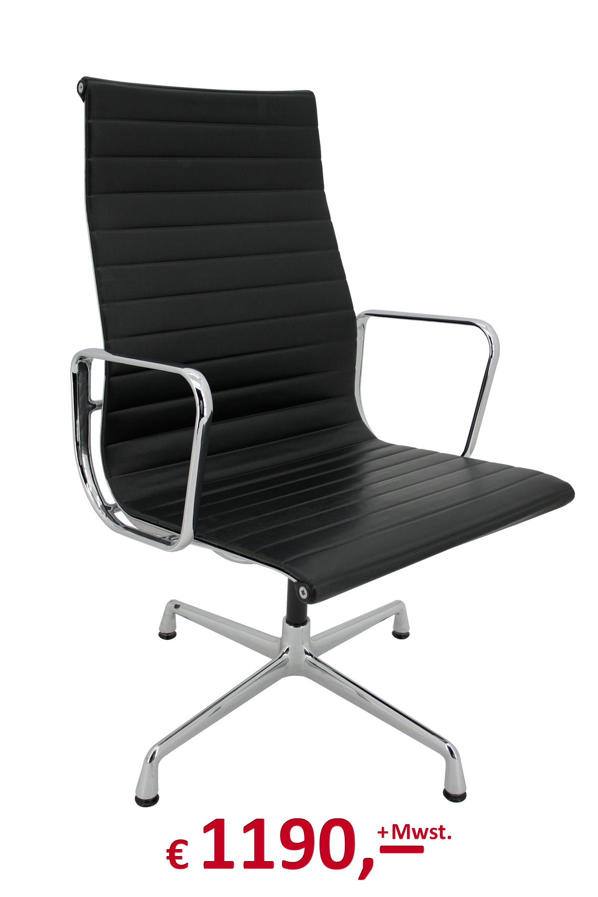 Alu-Chair EA 119 - Ray & Charles Eames - drehbar - Leder schwarz