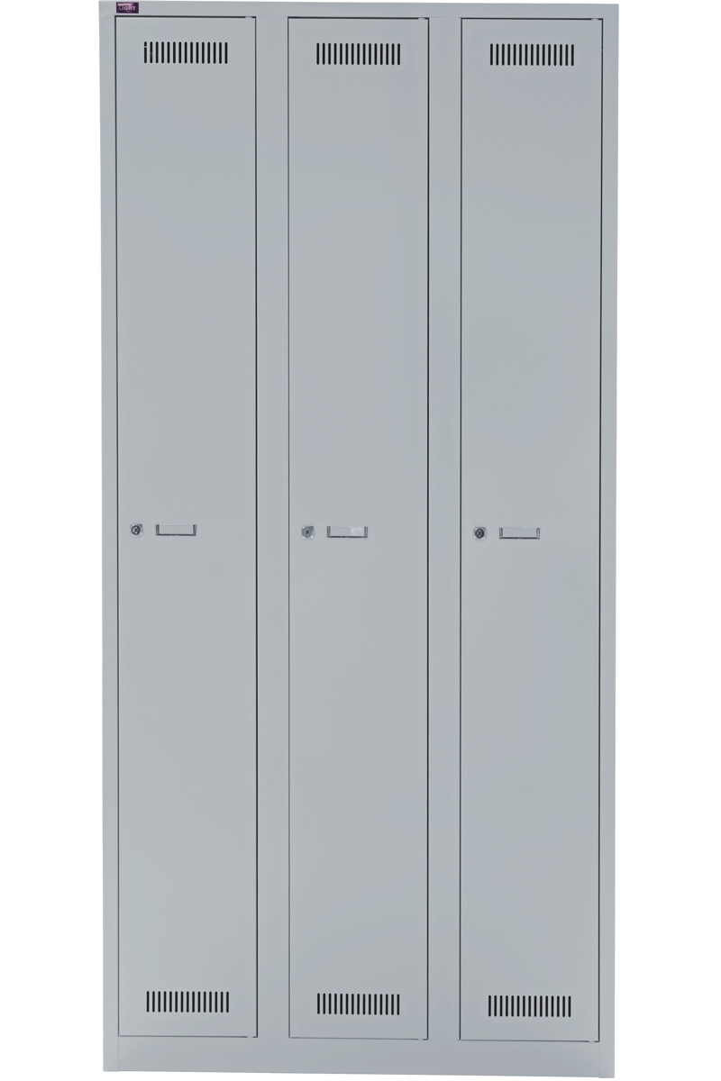 Bisley Light Garderobenschrank GL09T1245, 3 Abteile, lichtgrau
