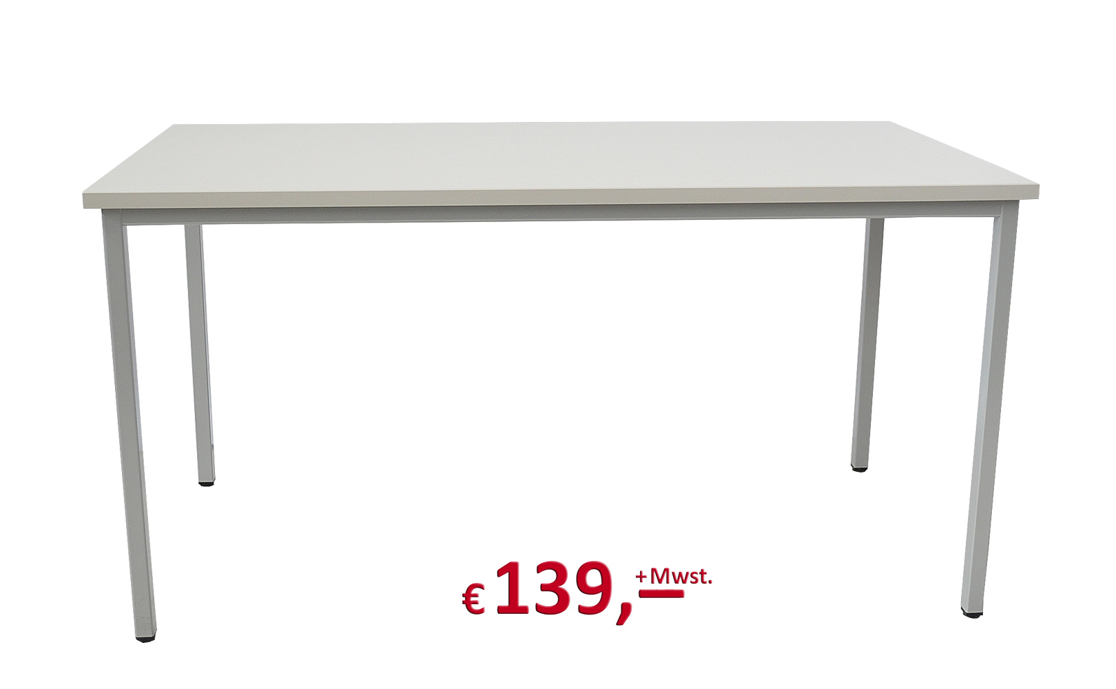 Vielhauer - Beistelltisch - Besprechungstisch - Platte: weiß - Gestell: Alusilber-metallic - 4-Kant