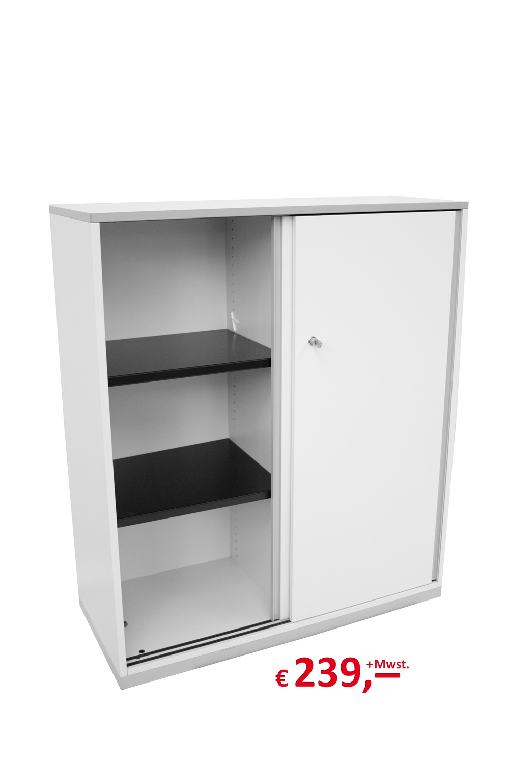 Schiebetürenschrank 3 OH, abschließbar, Metalleinlegeböden