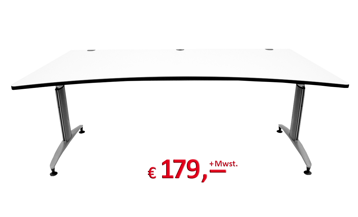 Schreibtisch - 200 cm - Cockpitform - weißgrau - Schärf